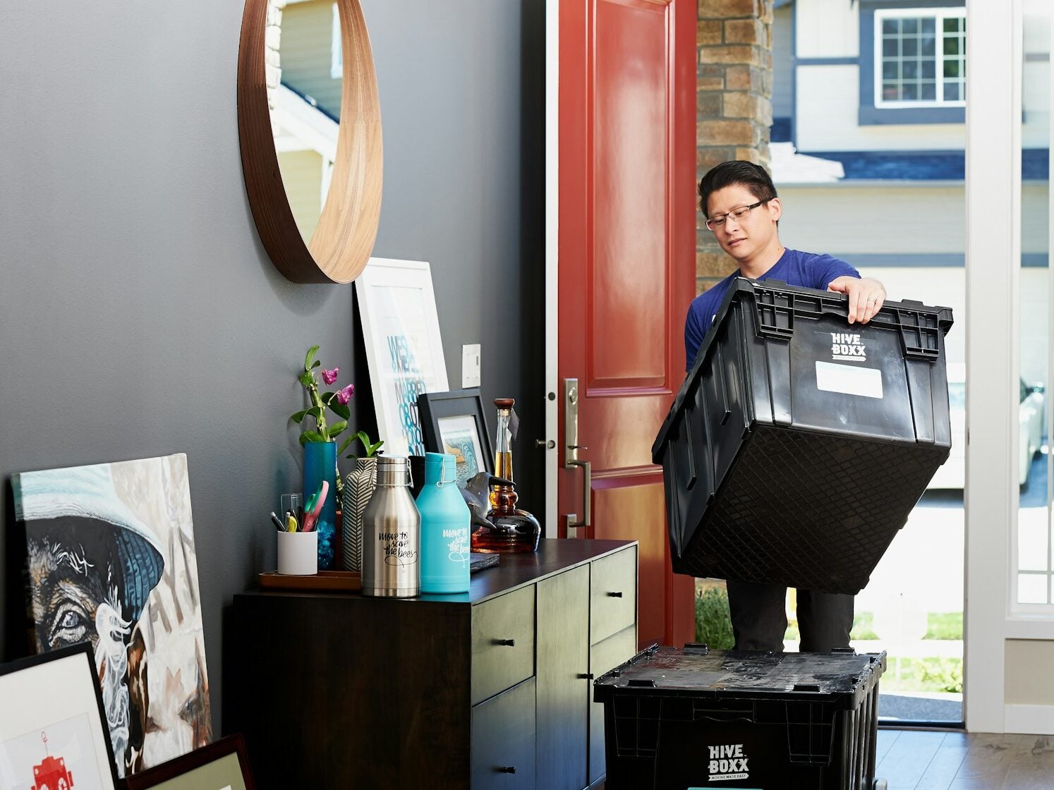 moving boxes showing the weight of household belongings